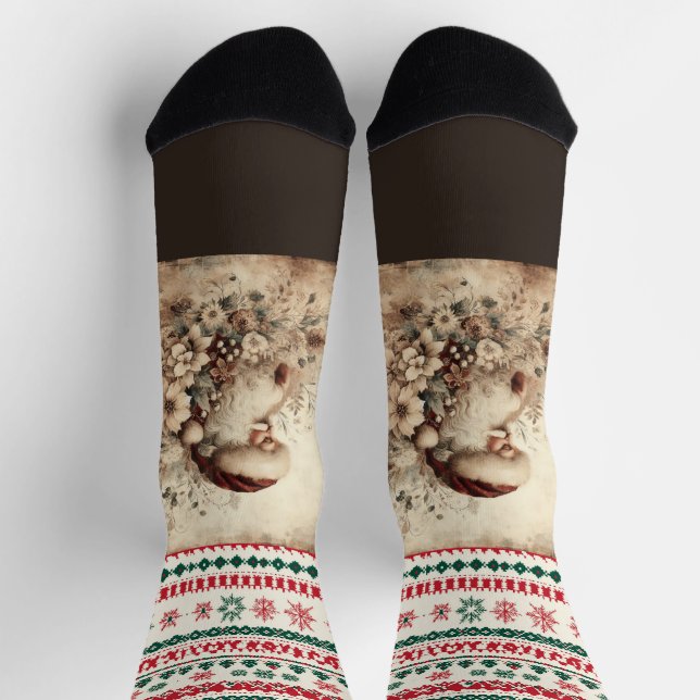 Viktorianische Weihnachtskartenart Socken (Oben)