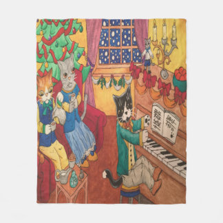 Viktorianische Weihnachtskatzen Fleecedecke