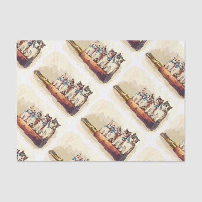 Viktorianische Weihnachtskatzen Seidenpapier (Vorderseite)