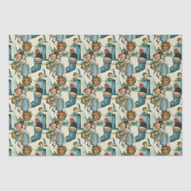 Viktorianische Weihnachtskinder  Seidenpapier (Vorderseite)