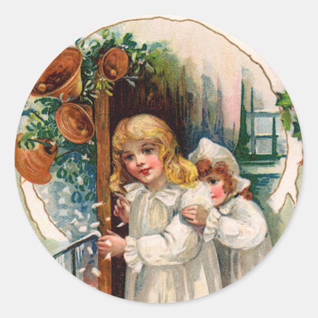 Viktorianische Weihnachtskleber Runder Aufkleber (Vorderseite)