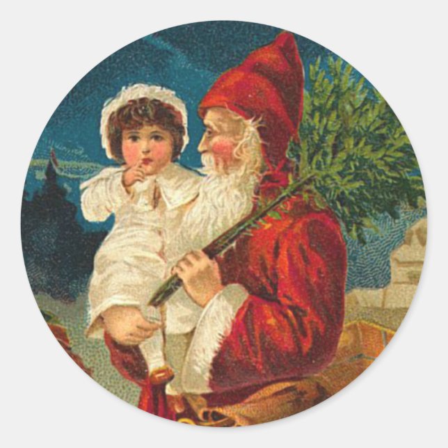Viktorianische Weihnachtskleber Runder Aufkleber (Vorderseite)