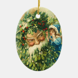 Viktorianische Weihnachtsmann-Verzierung Keramik Ornament
