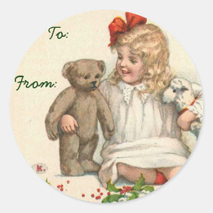 Viktorianische Weihnachtsnachtsnamen Runder Aufkleber