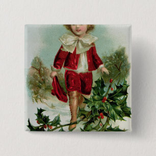 Viktorianische Weihnachtspostkarte, die einen Button