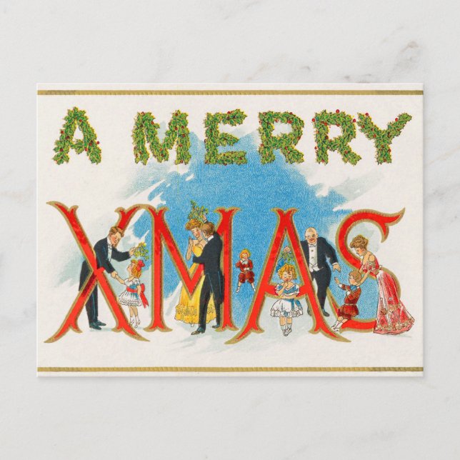 Viktorianische Weihnachtspostkarte Feiertagspostkarte (Vorderseite)
