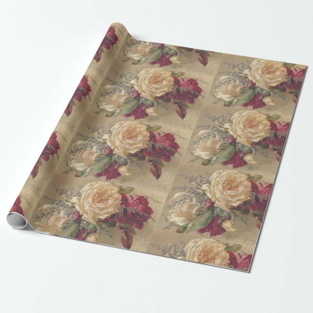 Viktorianische WeihnachtsRose Geschenkpapier (Ungerollt)