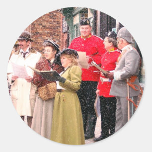 VIKTORIANISCHE WEIHNACHTSSÄNGER RUNDER AUFKLEBER
