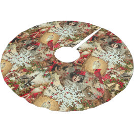Viktorianische Weihnachtsschätze Collage Polyester Weihnachtsbaumdecke