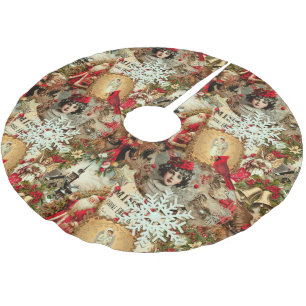 Viktorianische Weihnachtsschätze Collage Polyester Weihnachtsbaumdecke