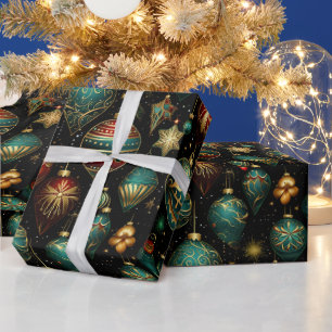 Viktorianische Weihnachtsschmuck mit Goldakzenten Geschenkpapier