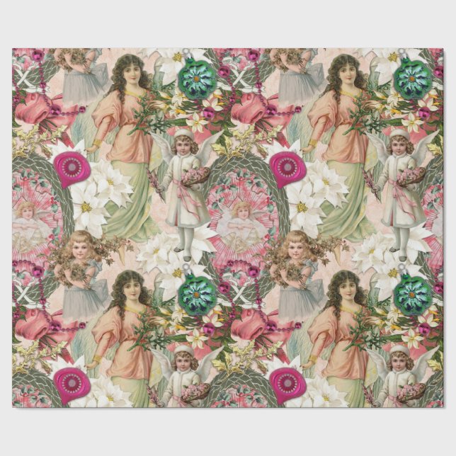 Viktorianische Weihnachtssparkle Geschenkpapier (Saum)