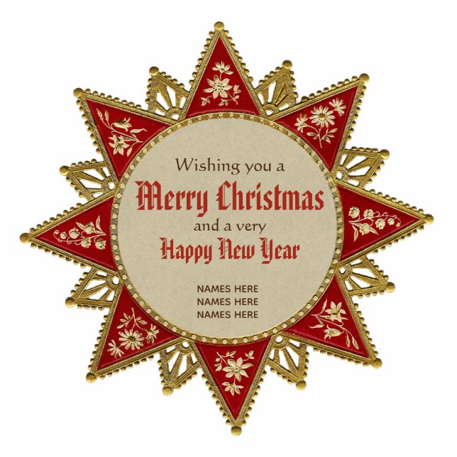 Viktorianische Weihnachtssterndekoration Goldrot Fotoskulptur Ornament (Vorne)