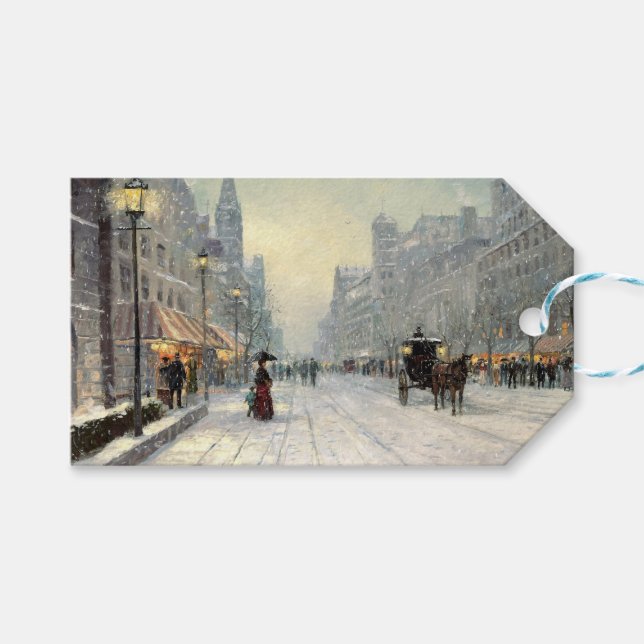 Viktorianische Weihnachtsstraße Geschenkanhänger (Vorderseite (Horizontal))