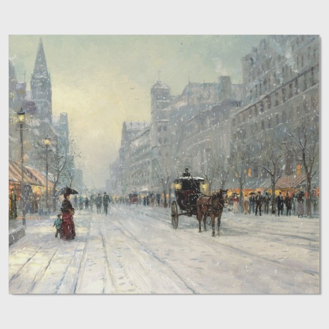 Viktorianische Weihnachtsstraße Geschenkpapier (Flach)