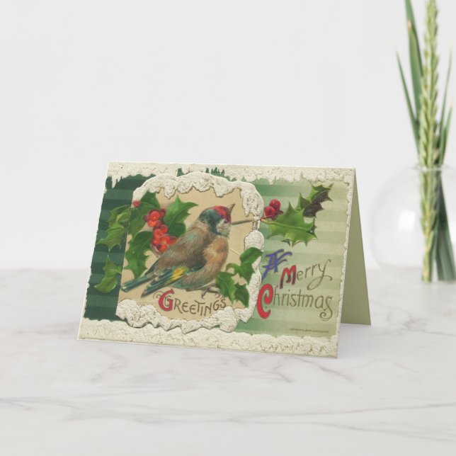 Viktorianische Weihnachtsvogelkarte Feiertagskarte (Vorderseite)