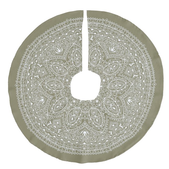 Viktorianische, weiße Spitzen sehen Weihnachtsbaum Leinenimitat Weihnachtsbaumdecke (Vorderseite)