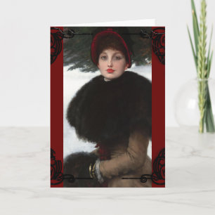 Viktorianische Winterporträt-Dame vintage Karte