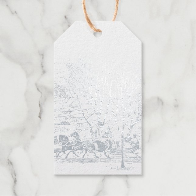 Viktorianische Winterszene - silber Geschenkanhänger (Vorderseite)