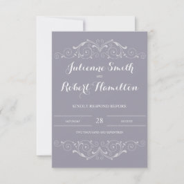 Viktorianische Wirbel Gray Wedding RSVP Card Karte