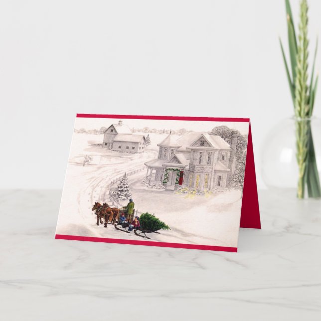 Viktorianische Zuhause-Weihnachtsfeiertags-Karte Feiertagskarte (Vorderseite)