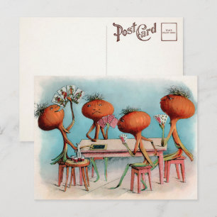 Viktorianische Zwiebeln Kartenspielen Postkarte