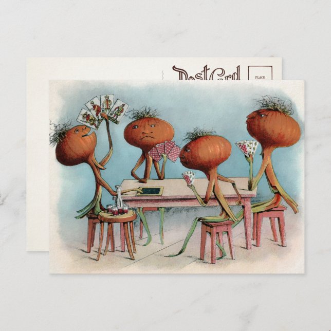 Viktorianische Zwiebeln Kartenspielen Postkarte (Vorne/Hinten)