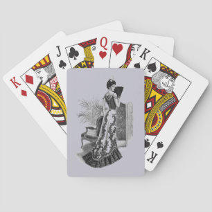 Viktorianischer Abend Gown Lavender Grau Spielkarten