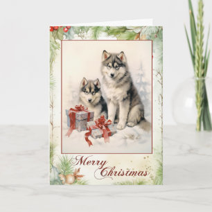 Viktorianischer Alaskan Malamute Welpe Weihnachten