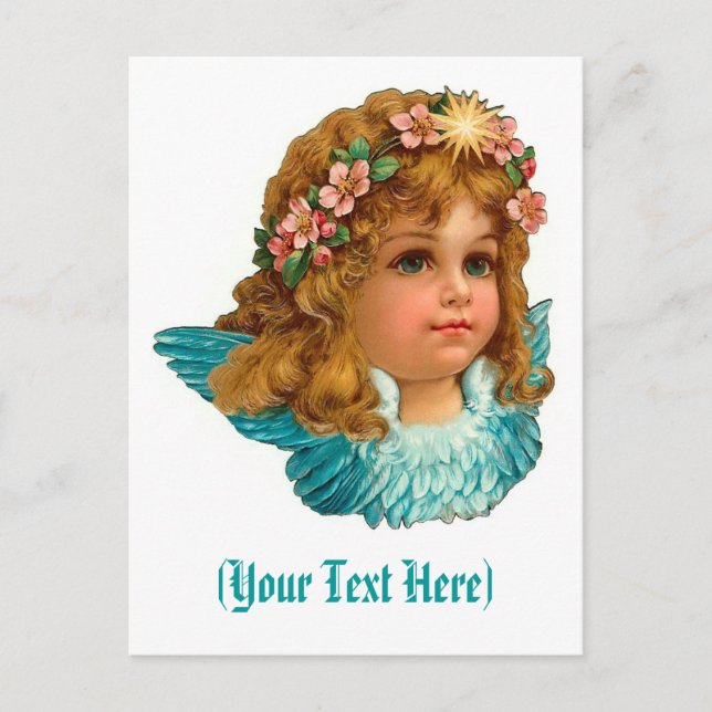 Viktorianischer Angel Vintager Blumenoster Feiertagspostkarte (Vorderseite)