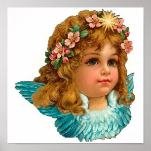 Viktorianischer Angel Vintager Blumenoster Poster