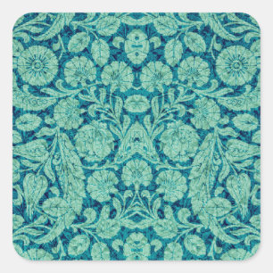 Viktorianischer Arabesque, CANTARA in Teal & Aqua Quadratischer Aufkleber