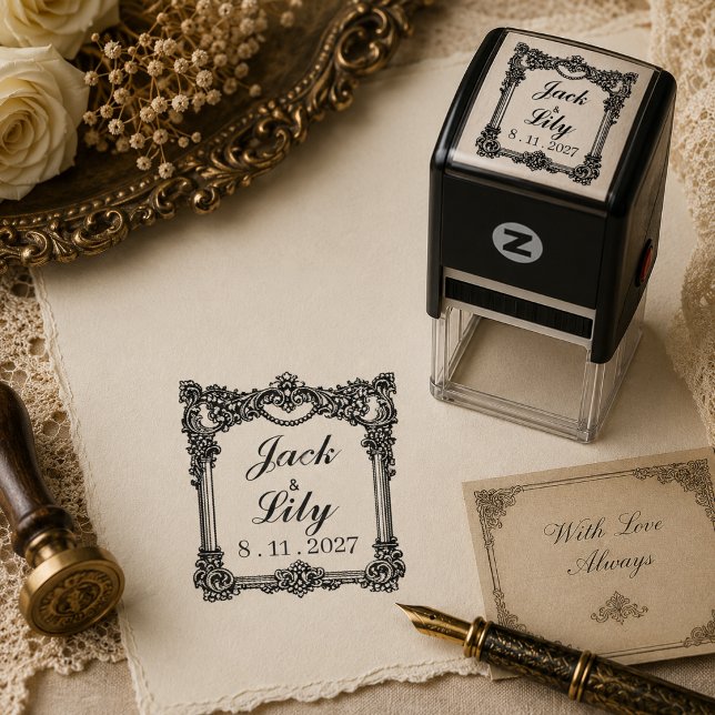 Viktorianischer aufwendiger Hochzeitsname & Datum  Permastempel (Von Creator hochgeladen)