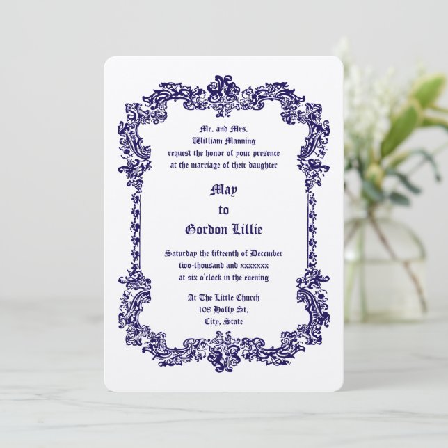 Viktorianischer Barockstil Einladung (Stehend Vorderseite)