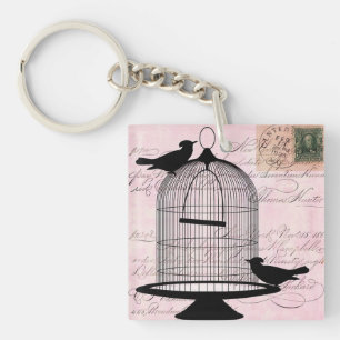 Viktorianischer Birdcage Rosa Acrylstoff Schlüssel Schlüsselanhänger