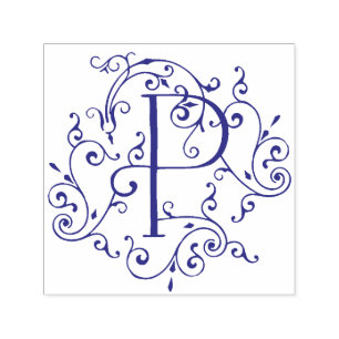 Viktorianischer Blüh Letter P Monogram Self-Inking Permastempel