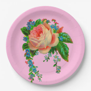 Viktorianischer Blumenprint Pappteller