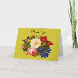 Viktorianischer Blumenstrauß mit Rosen und Schmett Dankeskarte