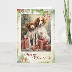 Viktorianischer Brittany Spaniel Welpe Weihnachten