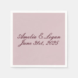 Viktorianischer Burgundtext auf Mauve Wedding Cock Serviette