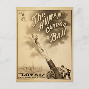 Viktorianischer Cannon Ball Vintag Circus Act Postkarte