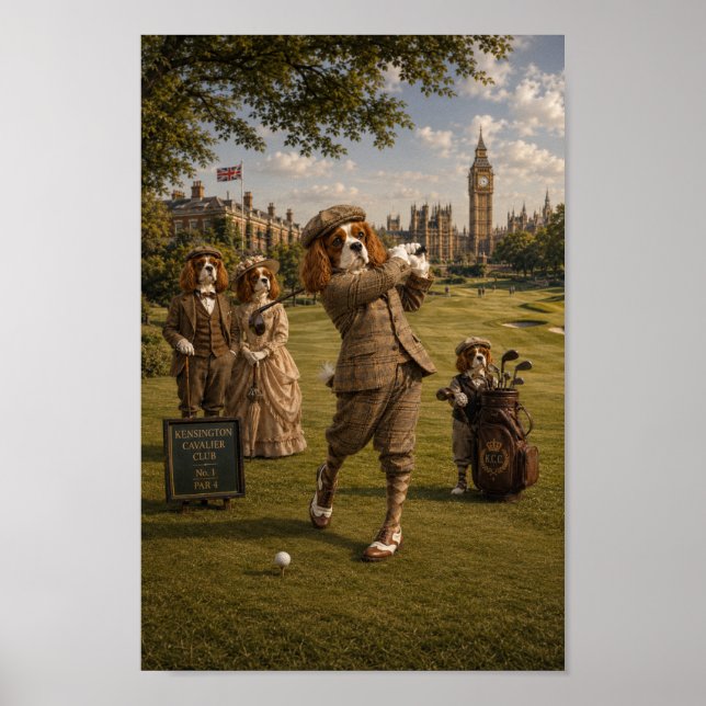 Viktorianischer Cavalier King Charles Golfspieler  Poster (Vorne)