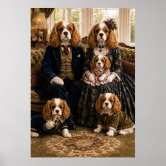 Viktorianischer Cavalier King Charles Spaniel Fami Poster