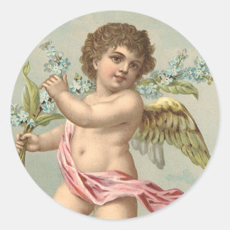 Viktorianischer Cherub Runder Aufkleber