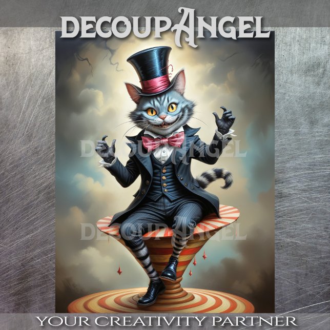 Viktorianischer Circus Cheshire Cat - Decoupage Seidenpapier (Von Creator hochgeladen)