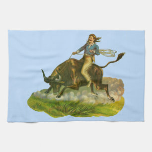 Viktorianischer Cowboy-Bulle Geschirrtuch