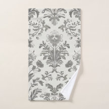 Viktorianischer Damast Blumen Weiß Vintage