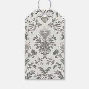 Viktorianischer Damast Blumen Weiß Vintage Hochzei Geschenkanhänger