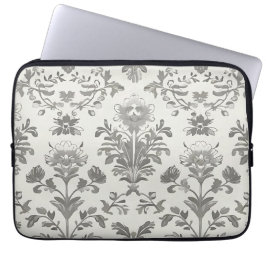 Viktorianischer Damast Blumen Weiß Vintage Laptopschutzhülle