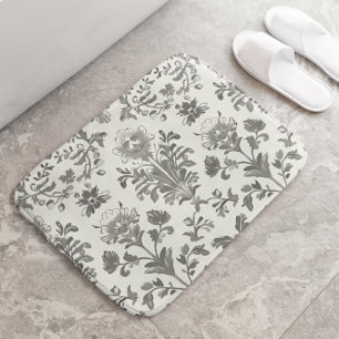 Viktorianischer Damast Blumenmuster Weiß Vintage Badematte